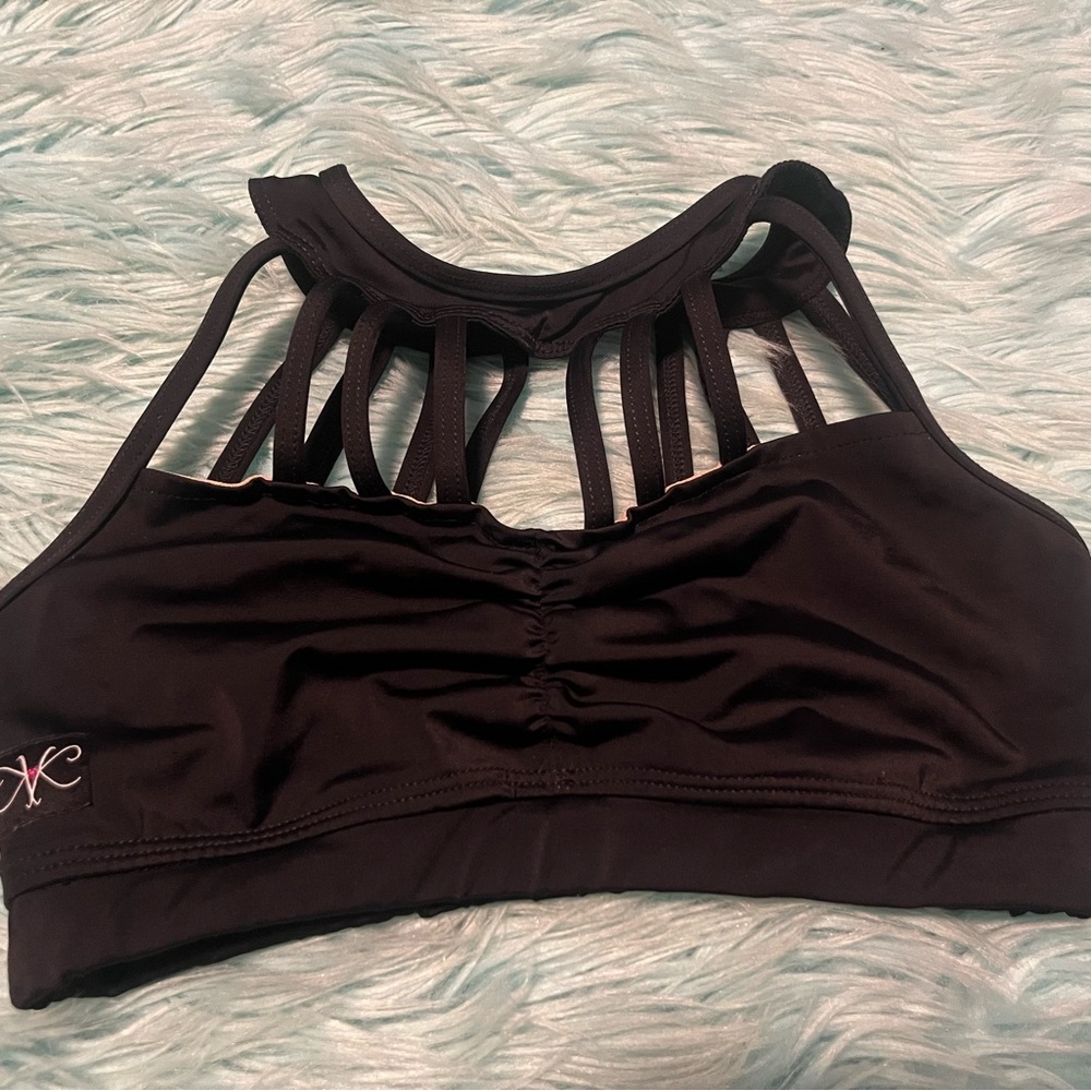 Kandi Kouture Black Strappy Sports Bra